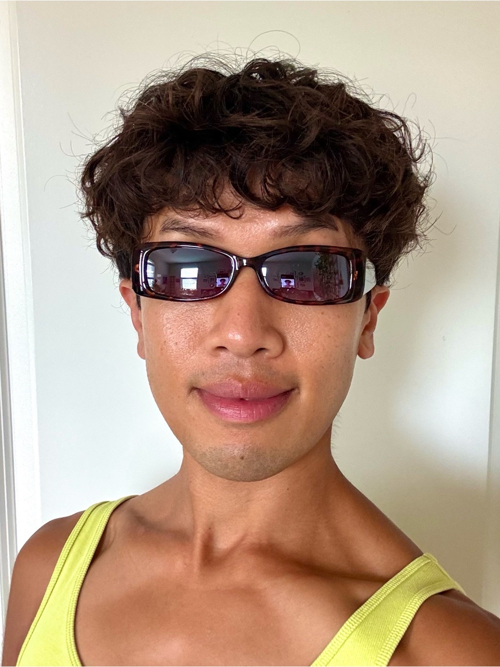 Vintage 90’s Leopard Print Rectangular Frame Sunglasses with Purple Lens - Picture 2 of 5